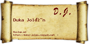 Duka Jolán névjegykártya