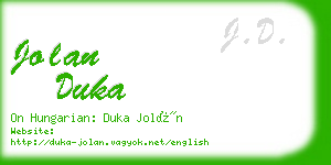 jolan duka business card